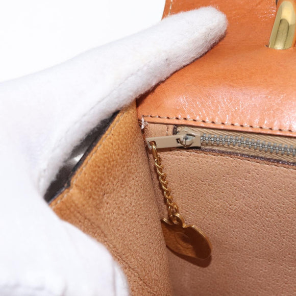 CELINE Macadam Canvas Hand Bag PVC Leather Brown Gold Auth 160851