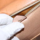 CELINE Macadam Canvas Hand Bag PVC Leather Brown Gold Auth 160851-12