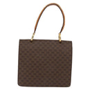 CELINE Macadam Canvas Hand Bag PVC Leather Brown Gold Auth 160851-2