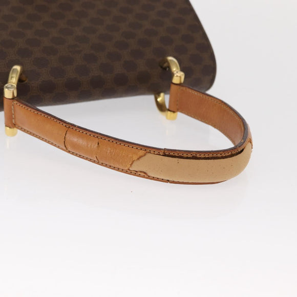 CELINE Macadam Canvas Hand Bag PVC Leather Brown Gold Auth 160851
