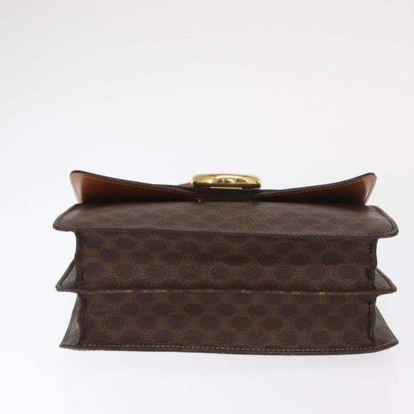 CELINE Macadam Canvas Hand Bag PVC Leather Brown Gold Auth 160851