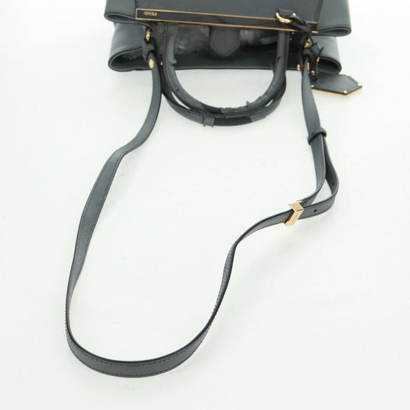 FENDI To joule Hand Bag Leather 2way Gray Gold Auth 160854