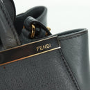 FENDI To joule Hand Bag Leather 2way Gray Gold Auth 160854-20