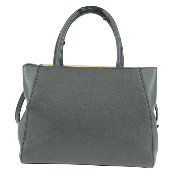 FENDI To joule Hand Bag Leather 2way Gray Gold Auth 160854