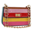 CHANEL Chain Matelasse 2.55 Shoulder Bag Patent Multicolor Gold CC Auth 160855-1