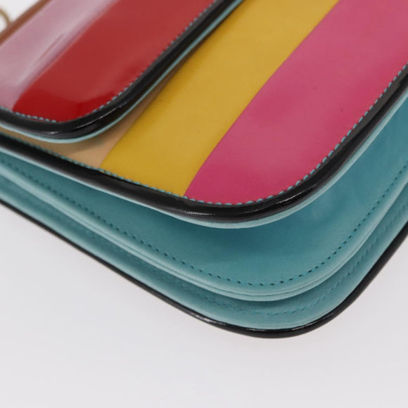 CHANEL Chain Matelasse 2.55 Shoulder Bag Patent Multicolor Gold CC Auth 160855