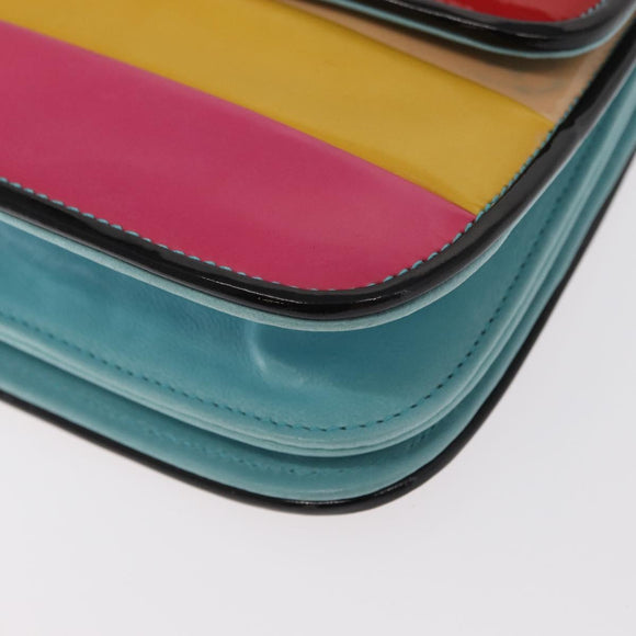 CHANEL Chain Matelasse 2.55 Shoulder Bag Patent Multicolor Gold CC Auth 160855