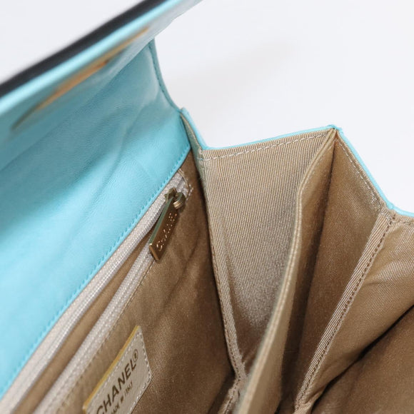 CHANEL Chain Matelasse 2.55 Shoulder Bag Patent Multicolor Gold CC Auth 160855