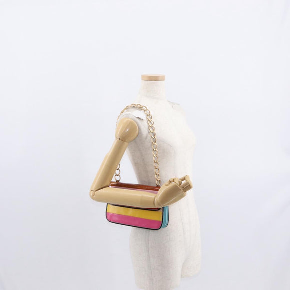 CHANEL Chain Matelasse 2.55 Shoulder Bag Patent Multicolor Gold CC Auth 160855