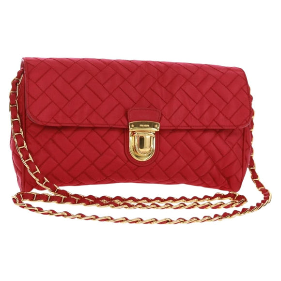 PRADA Chain Shoulder Bag Nylon Pink Gold Auth 160856V