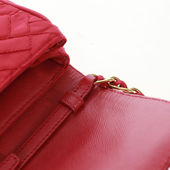PRADA Chain Shoulder Bag Nylon Pink Gold Auth 160856V