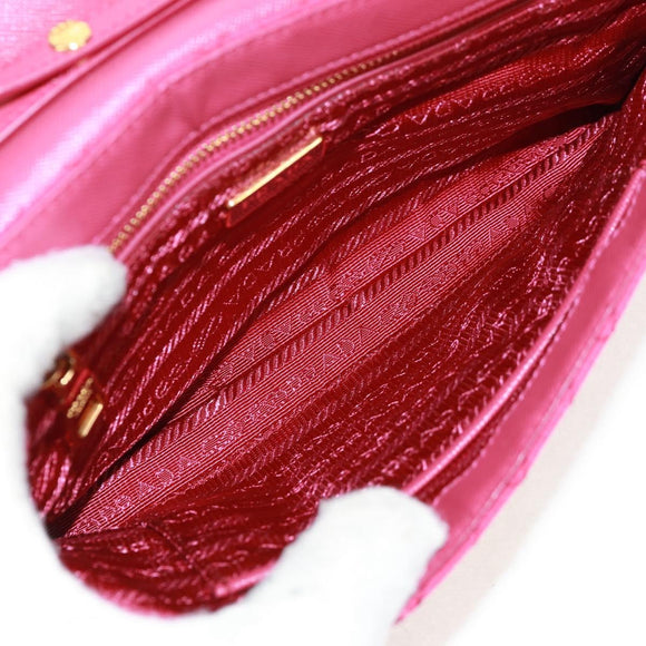 PRADA Chain Shoulder Bag Nylon Pink Gold Auth 160856V