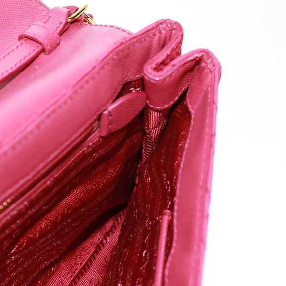 PRADA Chain Shoulder Bag Nylon Pink Gold Auth 160856V