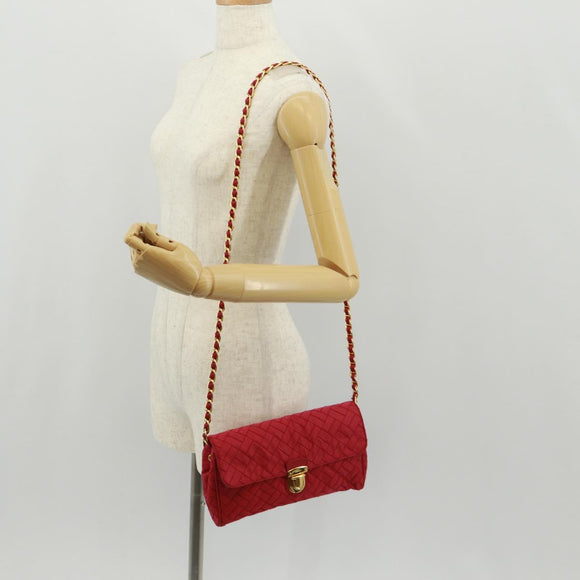 PRADA Chain Shoulder Bag Nylon Pink Gold Auth 160856V