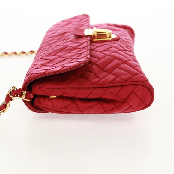 PRADA Chain Shoulder Bag Nylon Pink Gold Auth 160856V