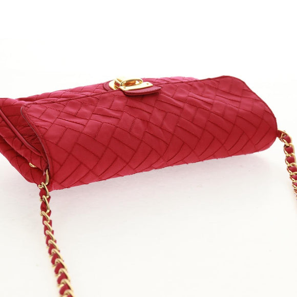 PRADA Chain Shoulder Bag Nylon Pink Gold Auth 160856V