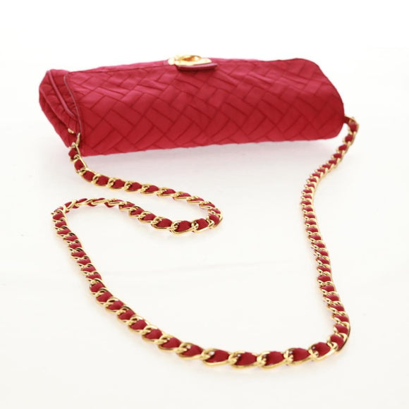 PRADA Chain Shoulder Bag Nylon Pink Gold Auth 160856V