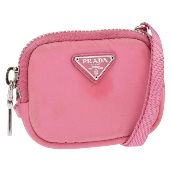 PRADA Pouch Nylon Pink Silver Auth 160860