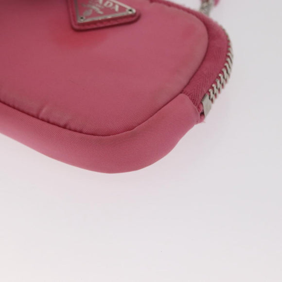 PRADA Pouch Nylon Pink Silver Auth 160860