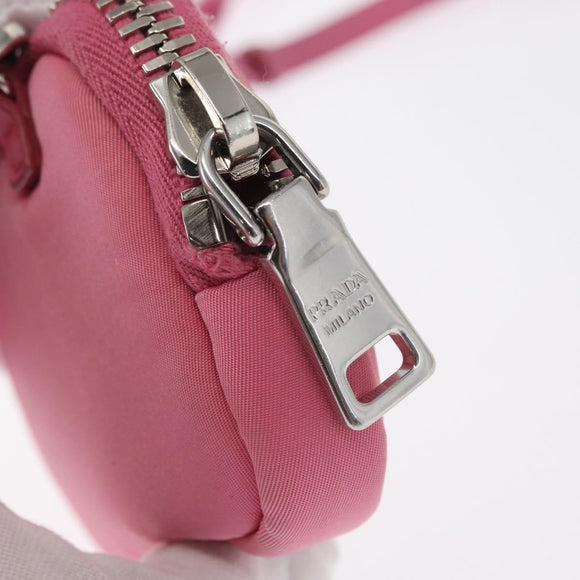 PRADA Pouch Nylon Pink Silver Auth 160860