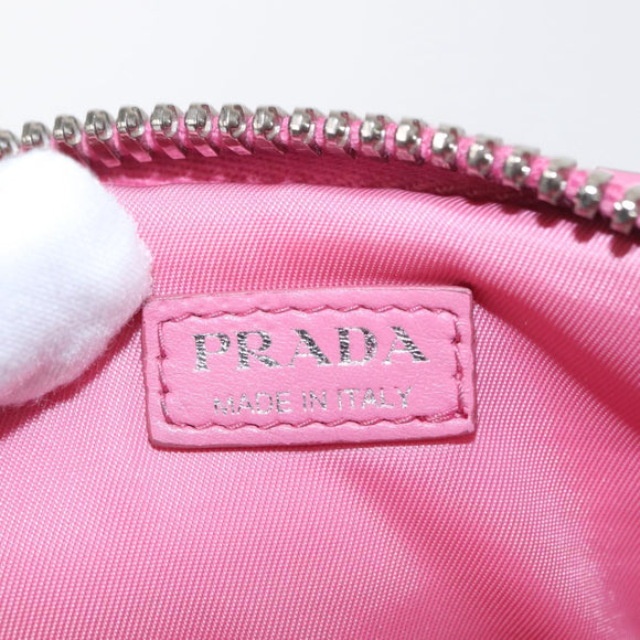 PRADA Pouch Nylon Pink Silver Auth 160860