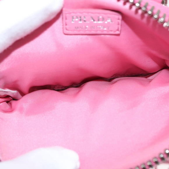 PRADA Pouch Nylon Pink Silver Auth 160860