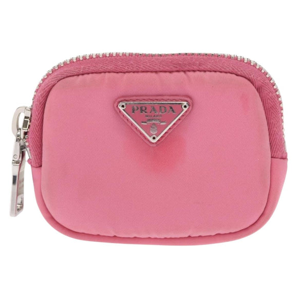 PRADA Pouch Nylon Pink Silver Auth 160860