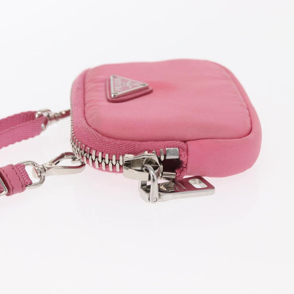 PRADA Pouch Nylon Pink Silver Auth 160860