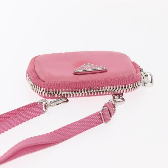 PRADA Pouch Nylon Pink Silver Auth 160860