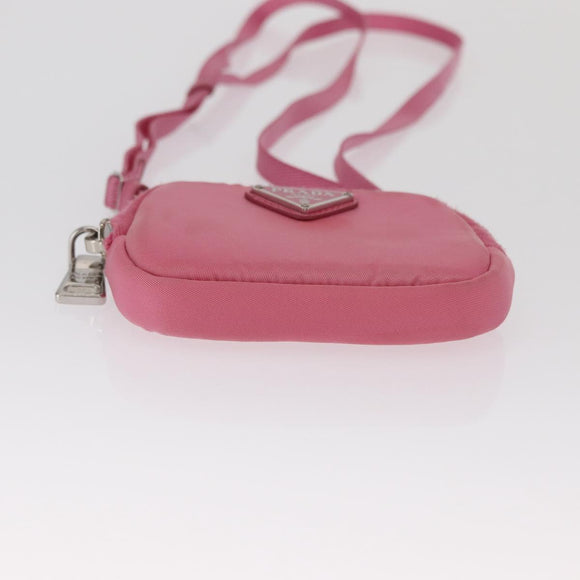 PRADA Pouch Nylon Pink Silver Auth 160860