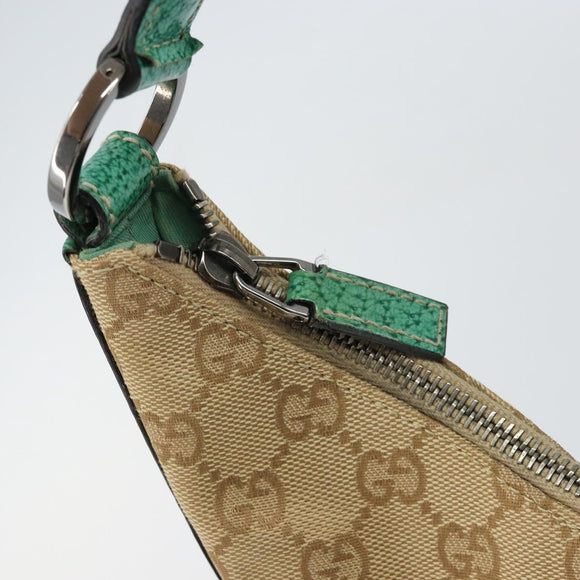 GUCCI GG Canvas Shoulder Bag Beige Silver 124357 Auth 160861