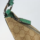 GUCCI GG Canvas Shoulder Bag Beige Silver 124357 Auth 160861V-17