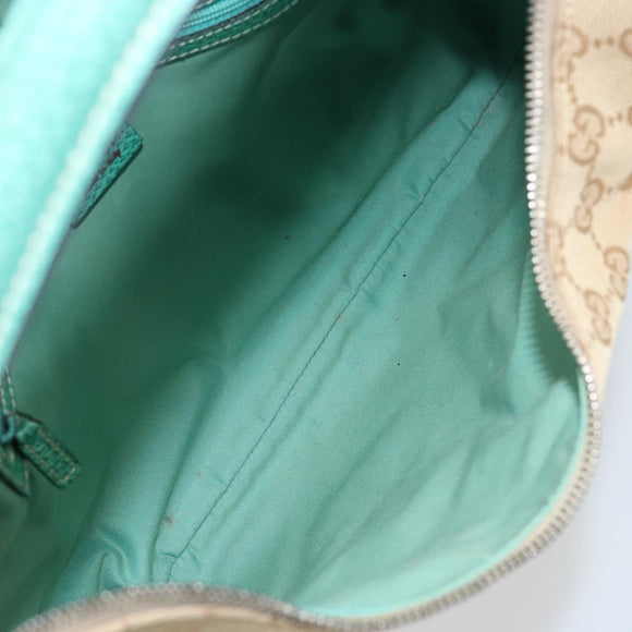 GUCCI GG Canvas Shoulder Bag Beige Silver 124357 Auth 160861