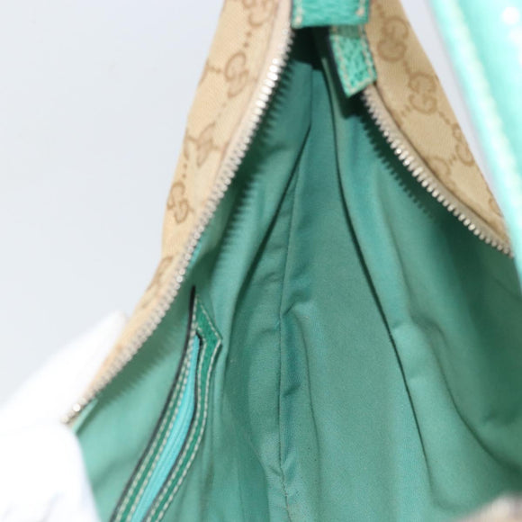 GUCCI GG Canvas Shoulder Bag Beige Silver 124357 Auth 160861