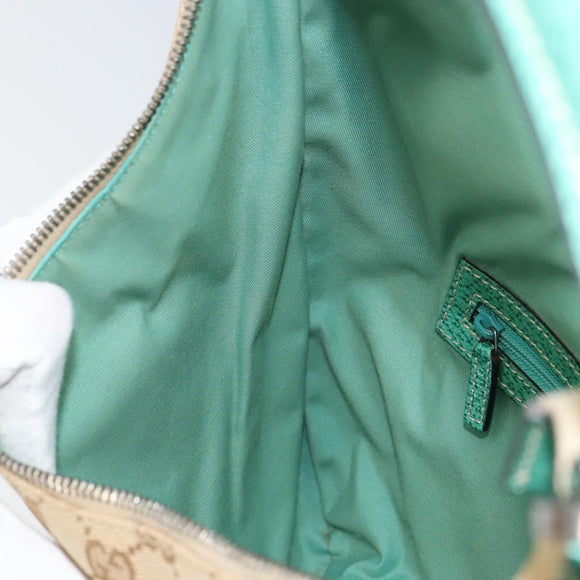 GUCCI GG Canvas Shoulder Bag Beige Silver 124357 Auth 160861