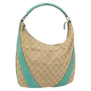 GUCCI GG Canvas Shoulder Bag Beige Silver 124357 Auth 160861V-1