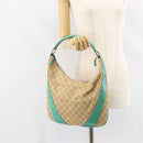 GUCCI GG Canvas Shoulder Bag Beige Silver 124357 Auth 160861V-23