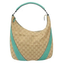 GUCCI GG Canvas Shoulder Bag Beige Silver 124357 Auth 160861V-13