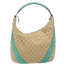 GUCCI GG Canvas Shoulder Bag Beige Silver 124357 Auth 160861V-2