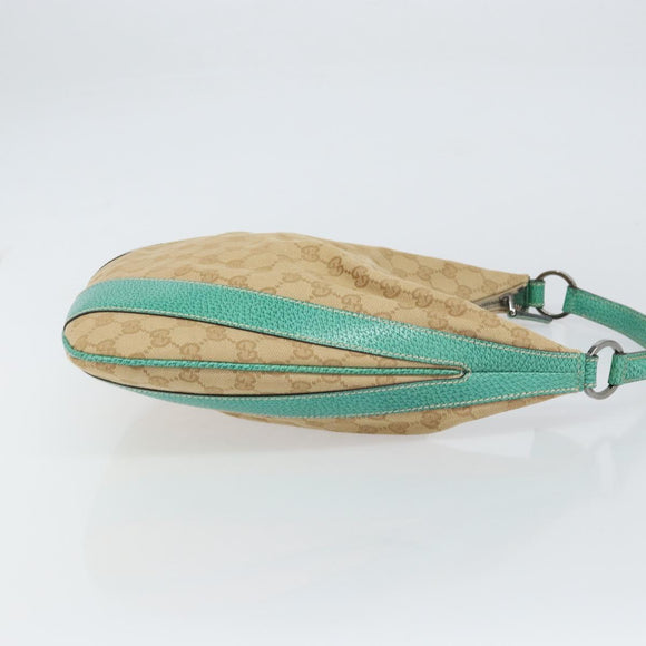 GUCCI GG Canvas Shoulder Bag Beige Silver 124357 Auth 160861