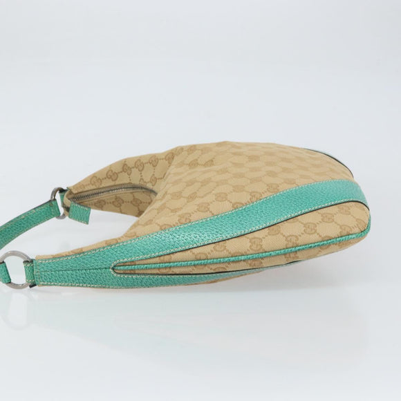 GUCCI GG Canvas Shoulder Bag Beige Silver 124357 Auth 160861