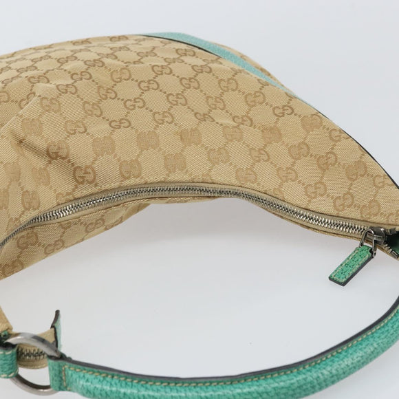 GUCCI GG Canvas Shoulder Bag Beige Silver 124357 Auth 160861