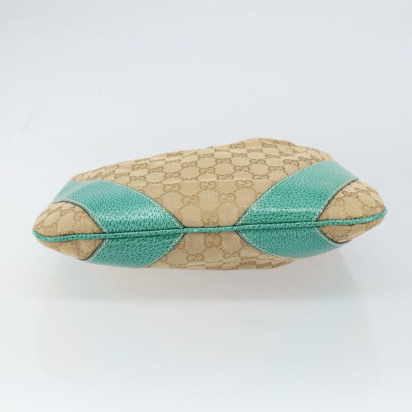 GUCCI GG Canvas Shoulder Bag Beige Silver 124357 Auth 160861