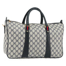 GUCCI GG Supreme Sherry Line Boston Bag PVC Navy Gold 39 02 041 Auth 160862-1