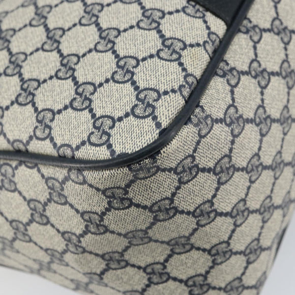 GUCCI GG Supreme Sherry Line Boston Bag PVC Navy Gold 39 02 041 Auth 160862