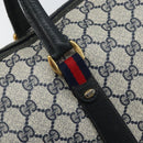 GUCCI GG Supreme Sherry Line Boston Bag PVC Navy Gold 39 02 041 Auth 160862-14