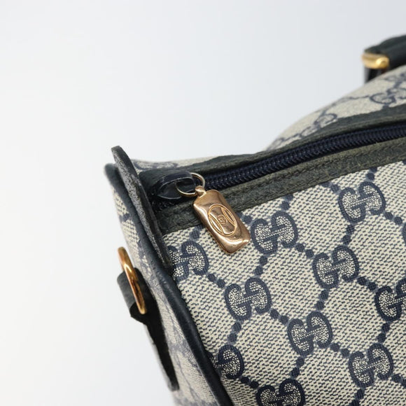 GUCCI GG Supreme Sherry Line Boston Bag PVC Navy Gold 39 02 041 Auth 160862