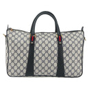 GUCCI GG Supreme Sherry Line Boston Bag PVC Navy Gold 39 02 041 Auth 160862-2