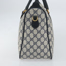 GUCCI GG Supreme Sherry Line Boston Bag PVC Navy Gold 39 02 041 Auth 160862-5