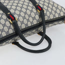 GUCCI GG Supreme Sherry Line Boston Bag PVC Navy Gold 39 02 041 Auth 160862-7